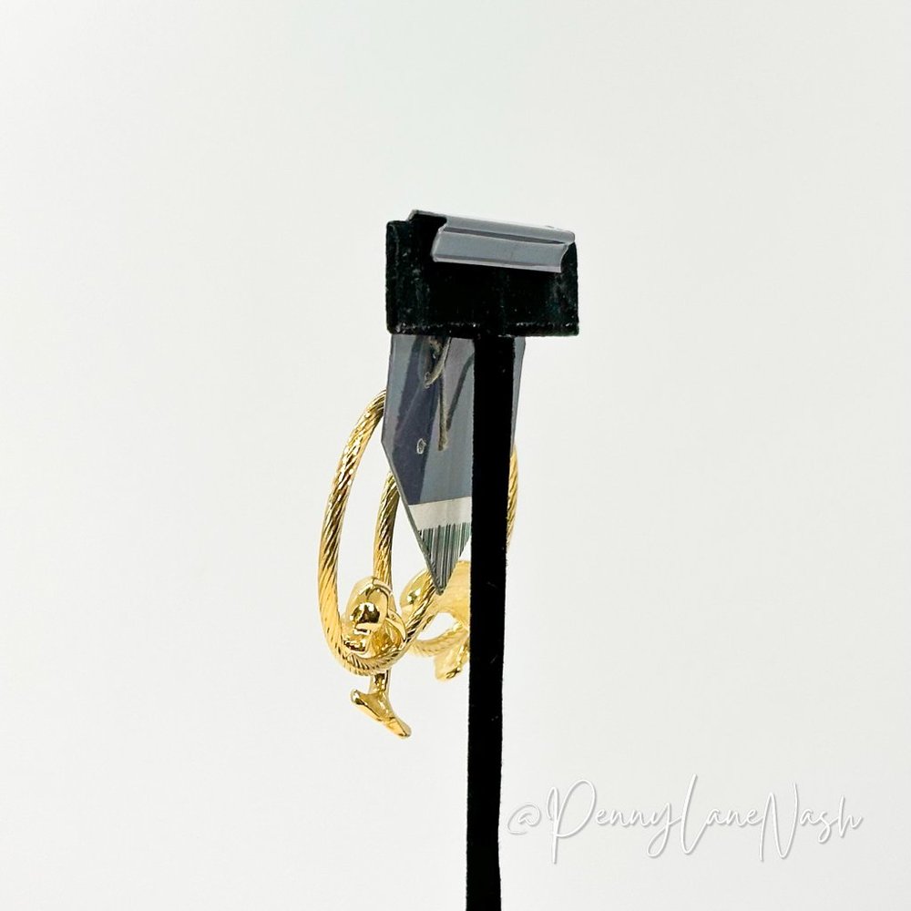 Trifari Gold Rope with Dolphins Hoop Earrings - Picture 8 of 9